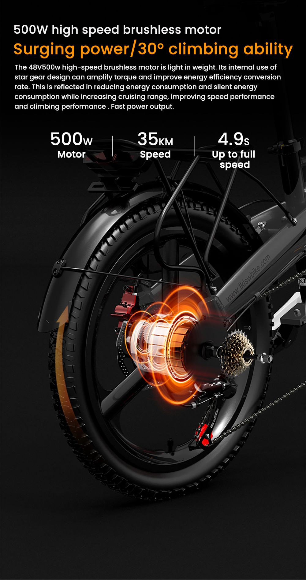 LANKELEISI G660 Electric Bike, 500W Motor, 48V 12.8Ah Battery, 20*1.95 palcové pneumatiky, max. rýchlosť 35 km/h, dojazd 110 km, hydraulické kotúčové brzdy, predná vidlica s olejovým tlmičom, 7-rýchlostná prevodovka Shimano - červená