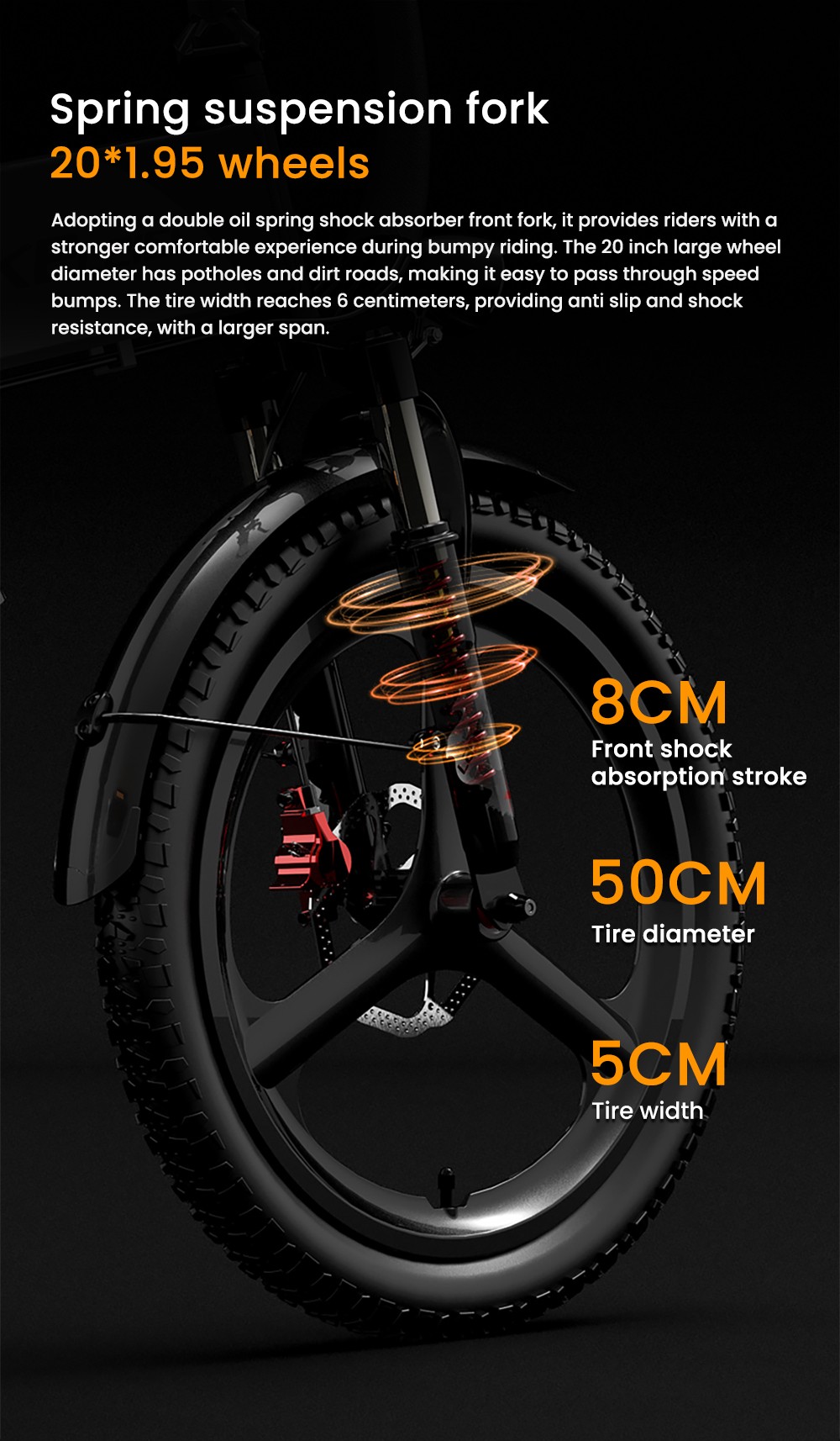 LANKELEISI G660 Electric Bike, 500W Motor, 48V 12.8Ah Battery, 20*1.95 palcové pneumatiky, max. rýchlosť 35 km/h, dojazd 110 km, hydraulické kotúčové brzdy, predná vidlica s olejovým tlmičom, 7-rýchlostná prevodovka Shimano - červená