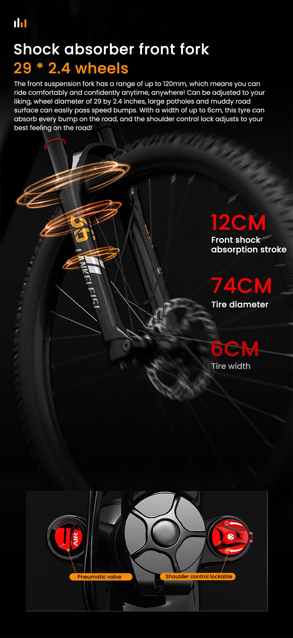 LANKELEISI GT800 Electric Bike, 500W motor, 48V 20Ah batéria, 29 palcové pneumatiky, max. rýchlosť 40 km/h, dojazd 150 km, hydraulické kotúčové brzdy, pneumatický tlmič prednej vidlice, Shimano 12 rýchlostí - sivá