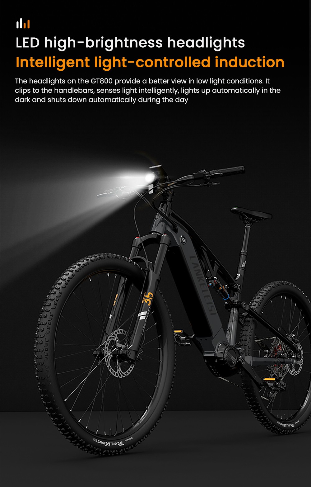 LANKELEISI GT800 Electric Bike, 500W motor, 48V 20Ah batéria, 29 palcové pneumatiky, max. rýchlosť 40 km/h, dojazd 150 km, hydraulické kotúčové brzdy, pneumatický tlmič prednej vidlice, Shimano 12 rýchlostí - sivá