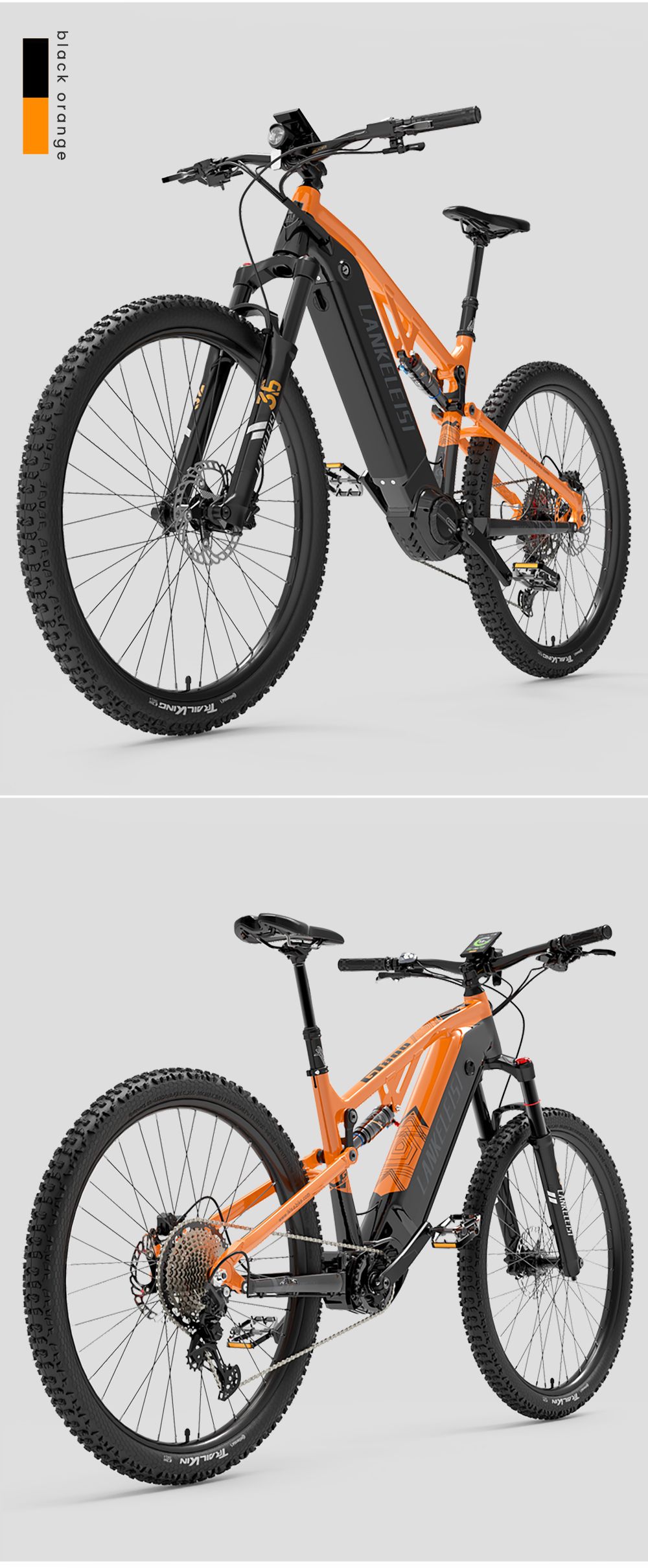 Elektrobicykel LANKELEISI GT800, 500W motor, 48V 20Ah batéria, 29-palcové pneumatiky, max. rýchlosť 40 km/h, dojazd 150 km, hydraulické kotúčové brzdy, predná vidlica s pneumatickým tlmičom, Shimano 12 rýchlostí - sivá