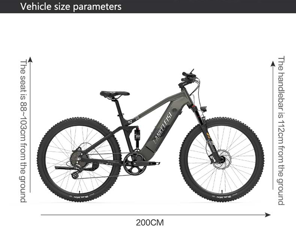 LANKELEISI RX600PRO Electric Bike, 250W motor, 48V 20Ah batéria, 29 palcové pneumatiky, max. rýchlosť 25 km/h, dojazd 150 km, hydraulické kotúčové brzdy, olejové pružinové tlmiče, Shimano 8 rýchlostí - čierno-žltá