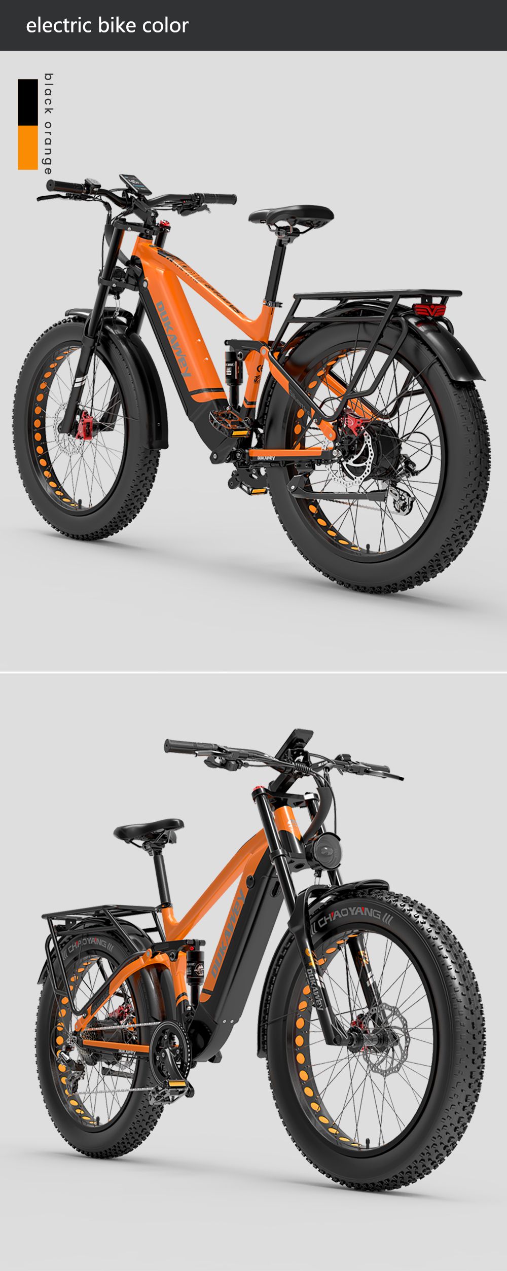 LANKELEISI Silvertip8 Electric Bike, 1000W motor, 52V 20Ah batéria, 26*4 palcové pneumatiky, max. rýchlosť 52 km/h, dojazd 150 km, hydraulické kotúčové brzdy, predné odpruženie olejovou pružinou & pneumatický zadný tlmič, Shimano 7-rýchlostný - čierno-sivý