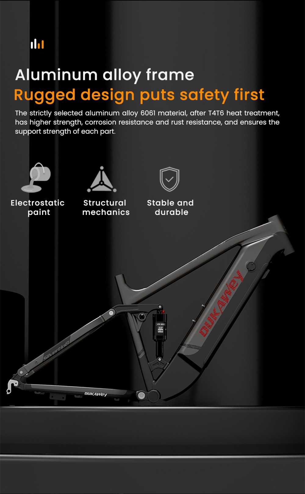 LANKELEISI Silvertip8 Electric Bike, 1000W motor, 52V 20Ah batéria, 26*4 palcové pneumatiky, max. rýchlosť 52 km/h, dojazd 150 km, hydraulické kotúčové brzdy, predné odpruženie olejovou pružinou & pneumatický zadný tlmič, Shimano 7 rýchlostí - čierno-oranžový