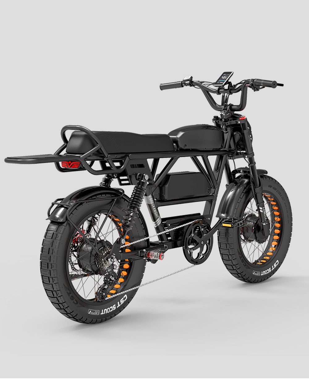 LANKELEISI X-Black Knight Vélo électrique, moteur 2 x 1 000 W, batterie 48 V 20 Ah et 25 Ah, pneus 20 pouces, vitesse maximale 48 km/h, autonomie 280 km, freins à disque hydrauliques, amortisseur à ressort à huile, transmission Shimano 7 vitesses