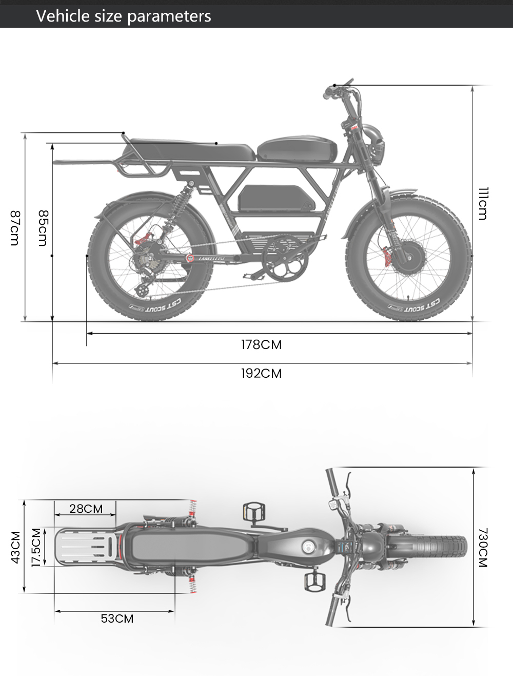 LANKELEISI X-Black Knight Electric Bike, 2*1000W Motor, 48V 20Ah &; 25Ah Battery, 20*4.0 palcové pneumatiky, max. rýchlosť 48 km/h, dojazd 280 km, hydraulické kotúčové brzdy, olejové pružinové tlmiče, 7-stupňová prevodovka Shimano
