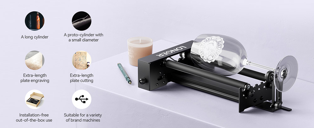 Refurbished LONGER Laser Engraver Y-axis Rotary Roller with Bracket