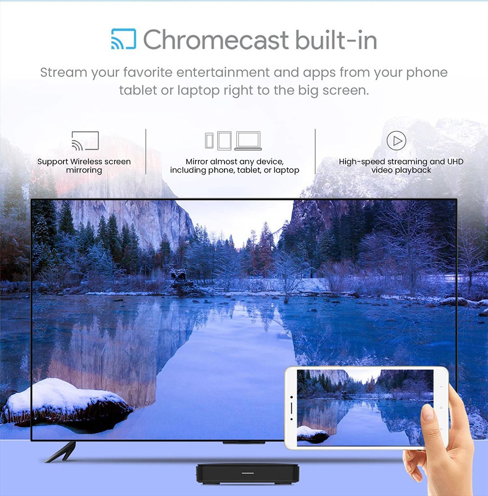 MECOOL KM7 SE Android 11 TV Box, Amlogic S905Y4, 2GB RAM 32GB ROM, 2.5G/5G WIFI 6 Bluetooth 5.1, Built-in Chromecast, Google Play & Google Assistant, 1*HDMI, 1*TF Card, 2*USB2.0, 1*AV, 1*RJ45 - EU Plug