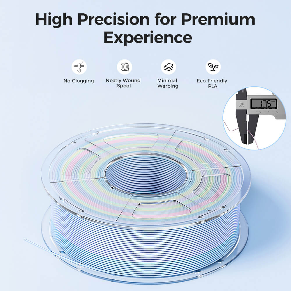 Mecpow High-Speed PLA Filament 1kg - Matt Regenbogen, Zuckerguss-Effekt