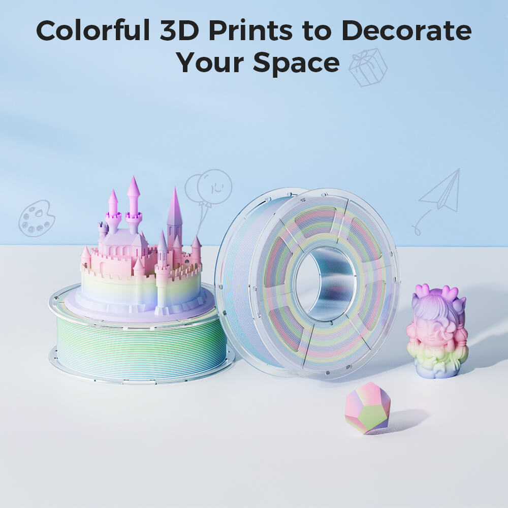 Mecpow High-Speed PLA Filament 1kg - Matt Regenbogen, Begonien Gr&uuml;n