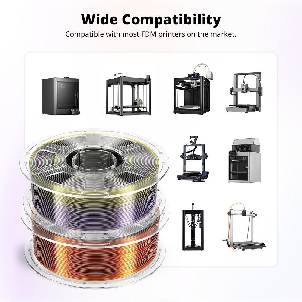 Mecpow Filament PETG, 1kg - Arc-en-Ciel Transparent Style 1