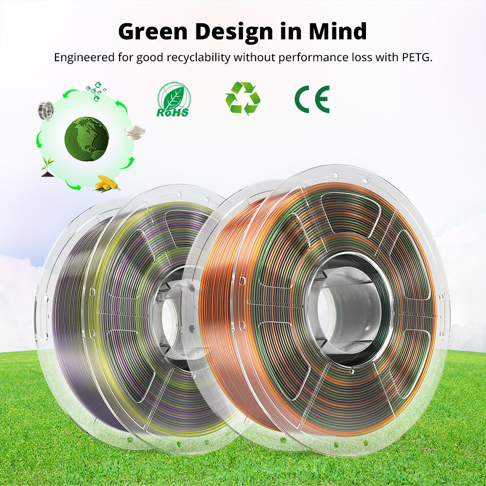 Mecpow Filament PETG, 1kg - Arc-en-Ciel Transparent Style 2