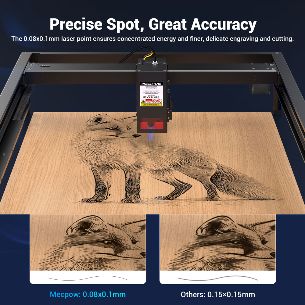 Refurbished Mecpow X4 22W Powerful Laser Engraver with Integrated Air Assist, Spacious Engraving Area, Precise Laser Spot