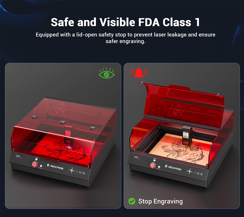 Refurbished Mecpow X4 Pro 22W Laser Engraving Machine with Built-in Camera, Acrylic protective cover and FDA Class 1 Certification