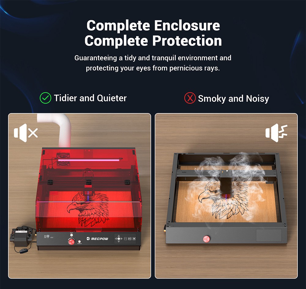 Refurbished Mecpow X4 Pro 22W Laser Engraving Machine with Built-in Camera, Acrylic protective cover and FDA Class 1 Certification