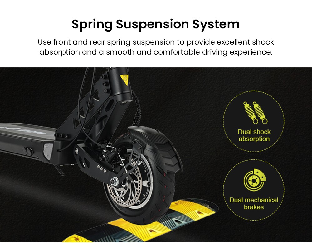 Mukuta 10 Lite Electric Scooter, 1000W*2 Motor, 52V 18.2Ah Battery, 10 inch Tires, 37mph Max Speed, 44 miles Range, Disc Brakes, Front & Rear Spring Suspension, LCD Display