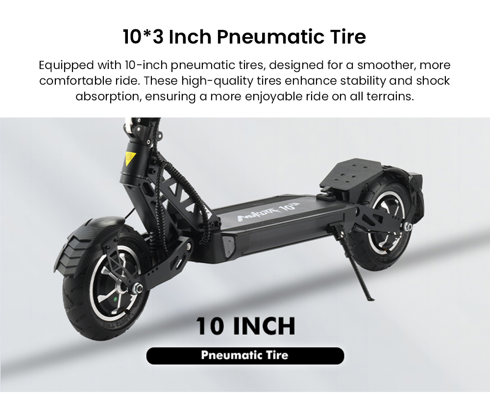 Mukuta 10 Lite Electric Scooter, 1000W*2 Motor, 52V 18.2Ah Battery, 10 inch Tires, 37mph Max Speed, 44 miles Range, Disc Brakes, Front & Rear Spring Suspension, LCD Display