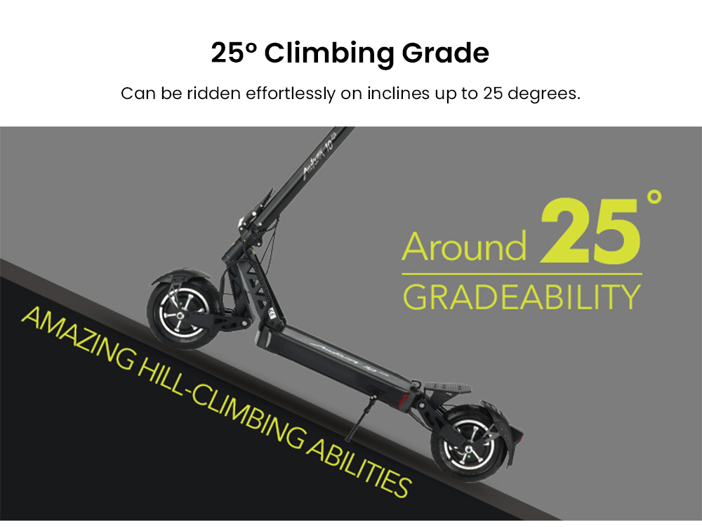 Mukuta 10 Lite Electric Scooter, 1000W*2 Motor, 52V 18.2Ah Battery, 10 inch Tires, 37mph Max Speed, 44 miles Range, Disc Brakes, Front & Rear Spring Suspension, LCD Display