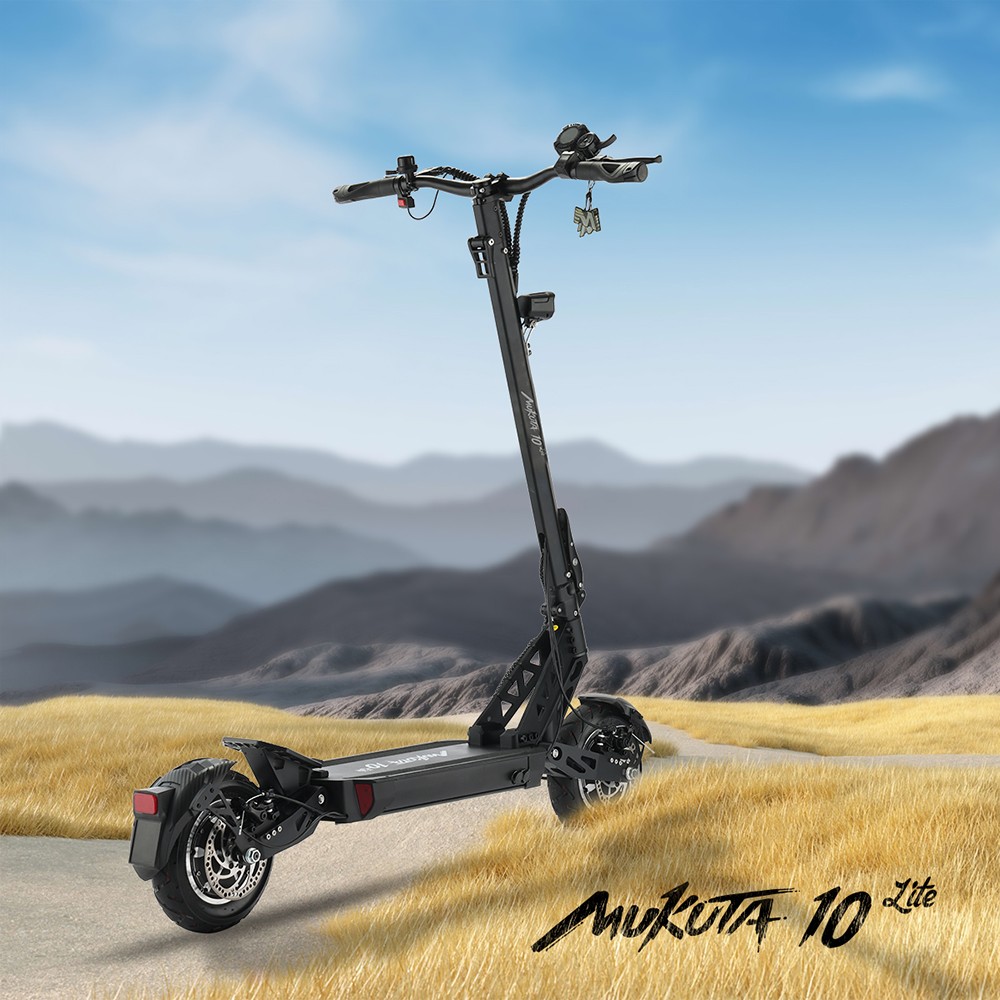 Mukuta 10 Lite Electric Scooter, 1000W*2 Motor, 52V 18.2Ah Battery, 10 inch Tires, 37mph Max Speed, 44 miles Range, Disc Brakes, Front & Rear Spring Suspension, LCD Display