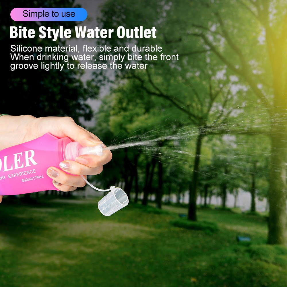 NEWBOLER BOT003 Foldable Soft Water Bottle Collapsible Portable Sports Bottle BPA-free - 250ml, Pink Gradient Blue