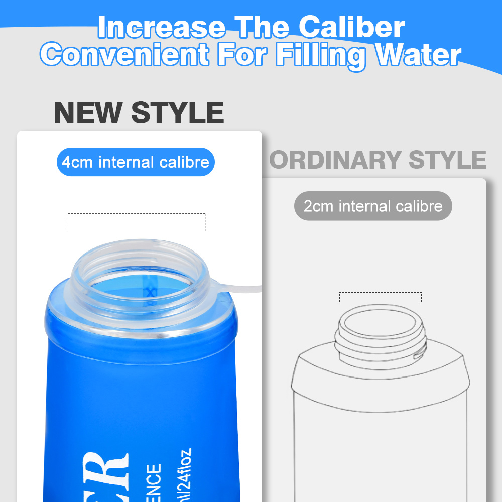 NEWBOLER BOT225 Foldable Soft Water Bottle Collapsible Portable Sports Bottle BPA-free - 300ml, Blue