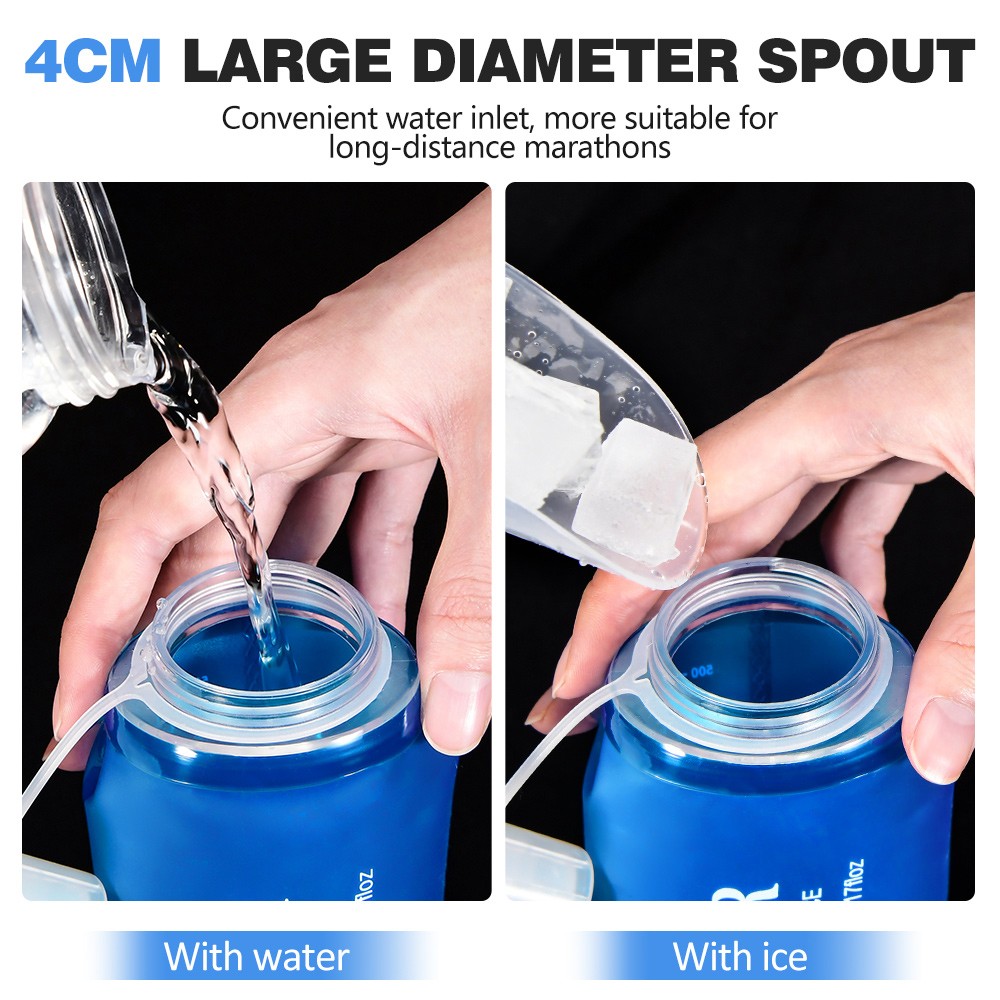 NEWBOLER BOT225 Foldable Soft Water Bottle Collapsible Portable Sports Bottle BPA-free - 300ml, Blue