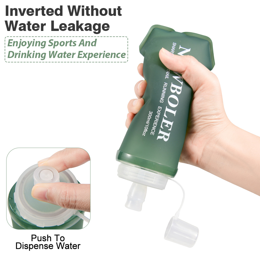 NEWBOLER BOT225 Foldable Soft Water Bottle Collapsible Portable Sports Bottle BPA-free - 500ml, Green