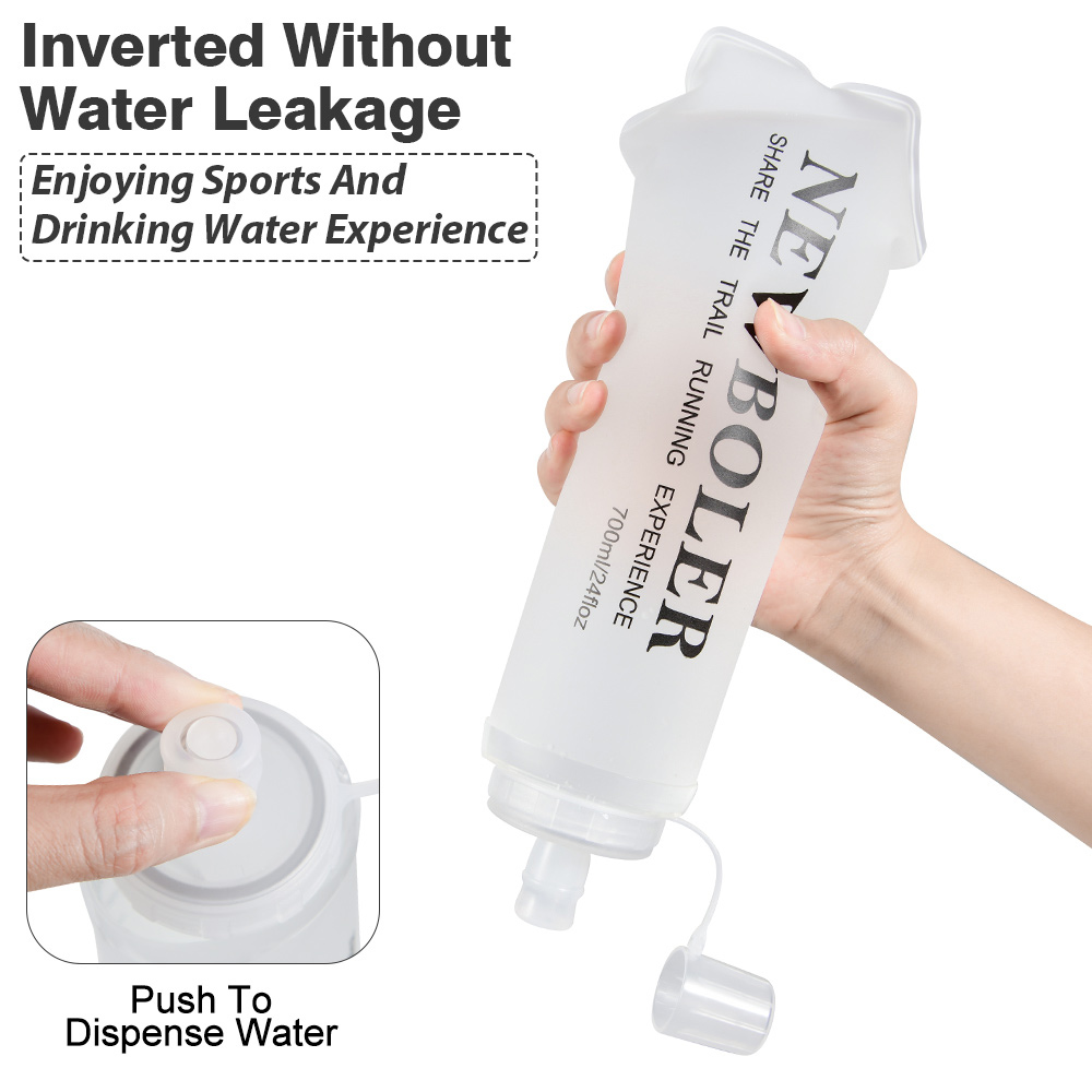 NEWBOLER BOT225 Foldable Soft Water Bottle Collapsible Portable Sports Bottle BPA-free - 500ml, White