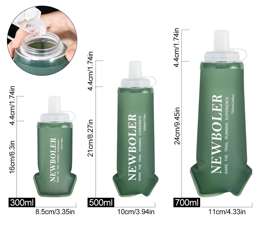 NEWBOLER BOT225 Foldable Soft Water Bottle Collapsible Portable Sports Bottle BPA-free - 700ml, Green