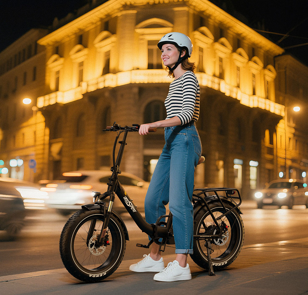 ONESPORT OT16 Max Electric Bike, 500W Motor, 48V 18Ah Battery, 20*4.0 palcové pneumatiky, max. rýchlosť 25 km/h, dojazd 120 km, hydraulické kotúčové brzdy, predná odpružená vidlica, Shimano 7 rýchlostí - čierno-hnedý
