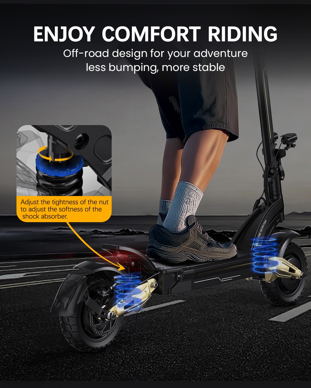 OOTD S30 Electric Scooter, 1200W*2 Motor, 52V 23.4Ah batéria, 10-palcové pneumatiky, max. rýchlosť 65 km/h, dojazd 60 km, predné a zadné hydraulické kotúčové brzdy, LCD displej
