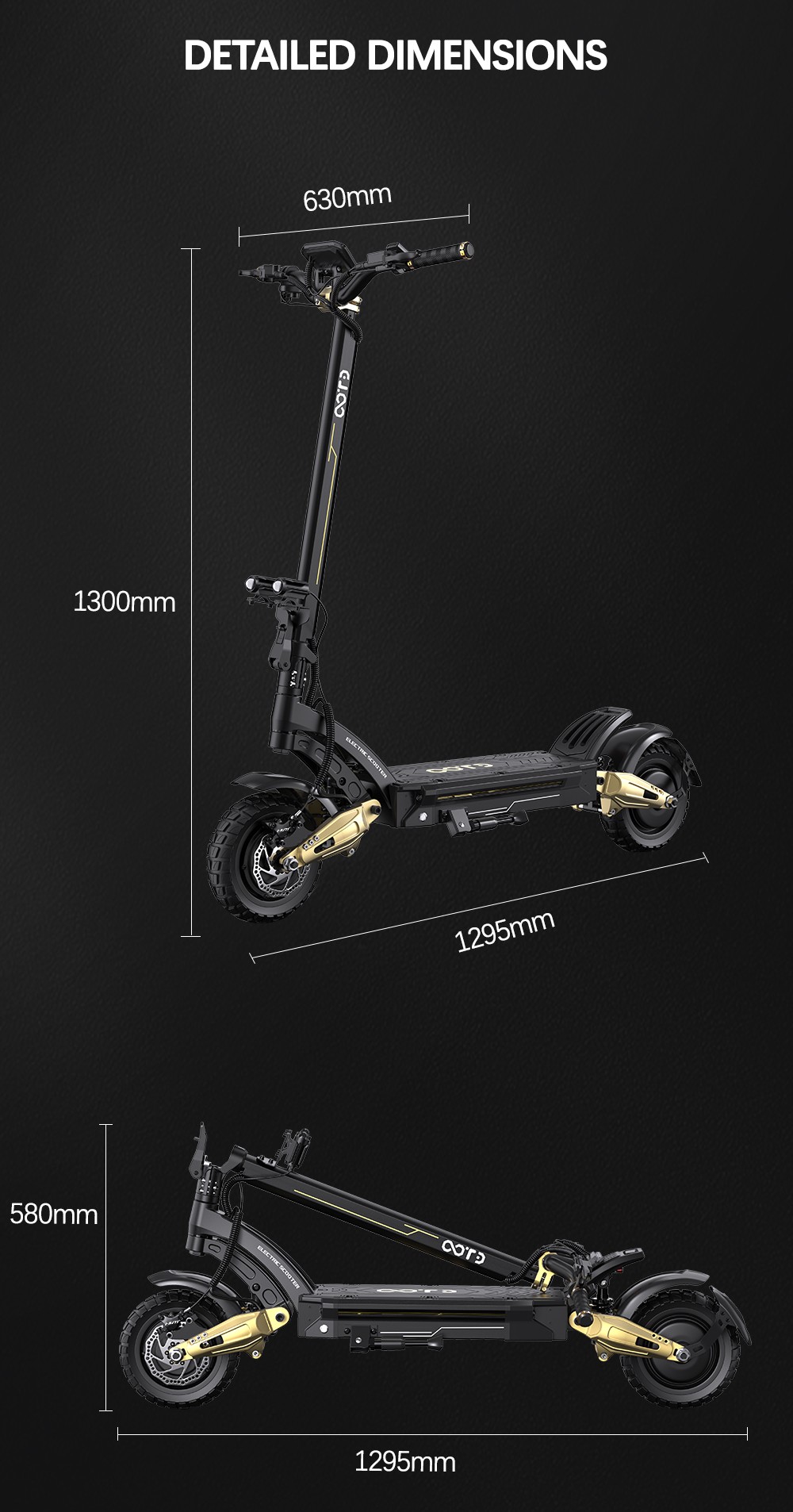 OOTD S30 Electric Scooter, 1200W*2 Motor, 52V 23,4Ah batéria, 10 palcové pneumatiky, max. rýchlosť 65 km/h, dojazd 60 km, predné & zadné hydraulické kotúčové brzdy, LCD displej