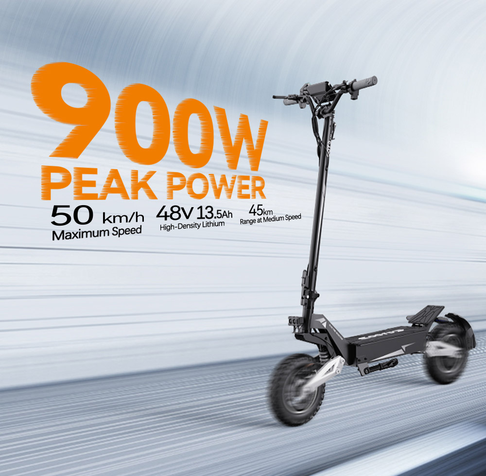 Elektrický skúter OOTD T10, motor 500 W, batéria 48 V 13,5 Ah, 11-palcové pneumatiky, maximálna rýchlosť 50 km/h, dojazd 45 km, predné a zadné kotúčové brzdy, predný a zadný pružinový tlmič