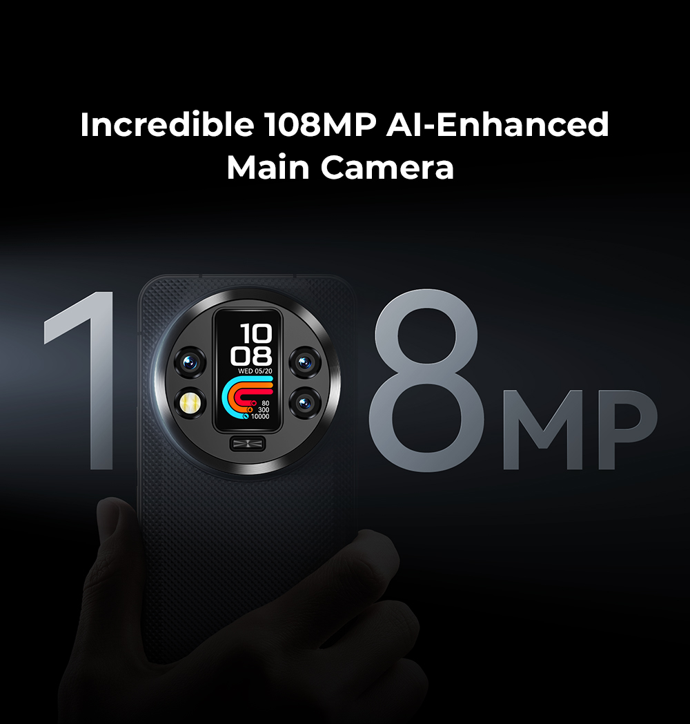 OUKITEL WP200 Pro 5G Rugged Phone, so slúchadlami/SmartWatch, 24GB+1TB, 6.7'' AMOLED, 108MP fotoaparát, 8800mAh batéria, Android 15, IP68, sivá