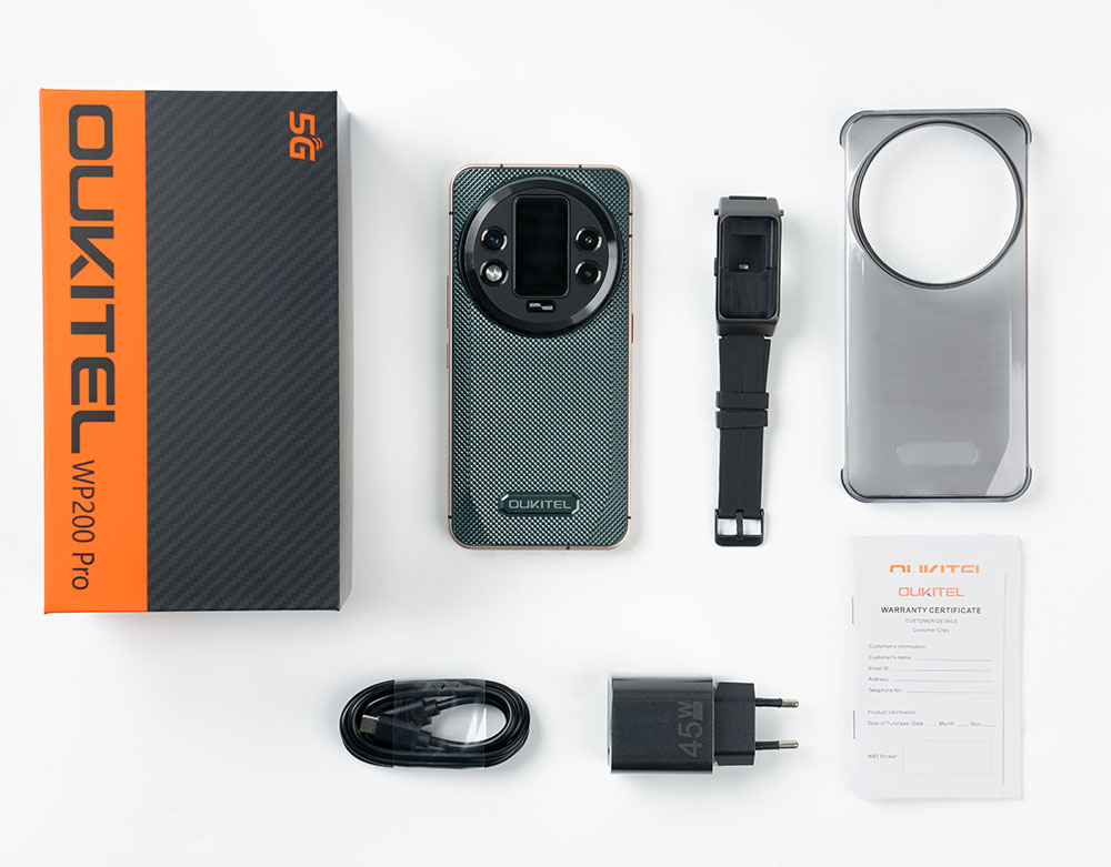 OUKITEL WP200 Pro 5G Rugged Phone, so slúchadlami/SmartWatch, 24GB+1TB, 6,7'' AMOLED, 108MP fotoaparát, 8800mAh batéria, Android 15, IP68, sivá