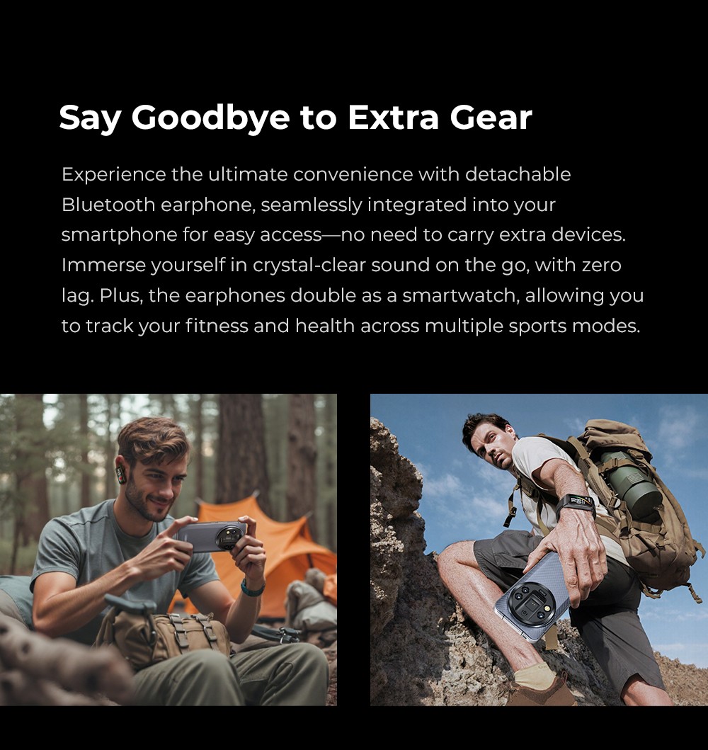 OUKITEL WP200 Pro 5G Rugged Phone, so slúchadlami/SmartWatch, 24GB+1TB, 6.7'' AMOLED, 108MP fotoaparát, 8800mAh batéria, Android 15, IP68, sivá