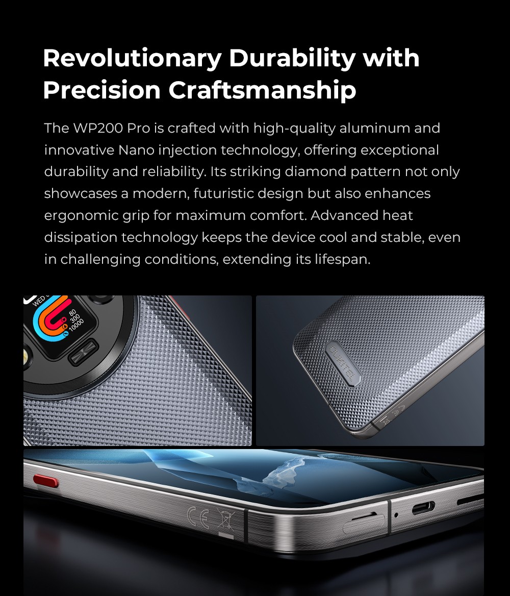 OUKITEL WP200 Pro 5G Rugged Phone, so slúchadlami/SmartWatch, 24GB+1TB, 6.7'' AMOLED, 108MP fotoaparát, 8800mAh batéria, Android 15, IP68, sivá