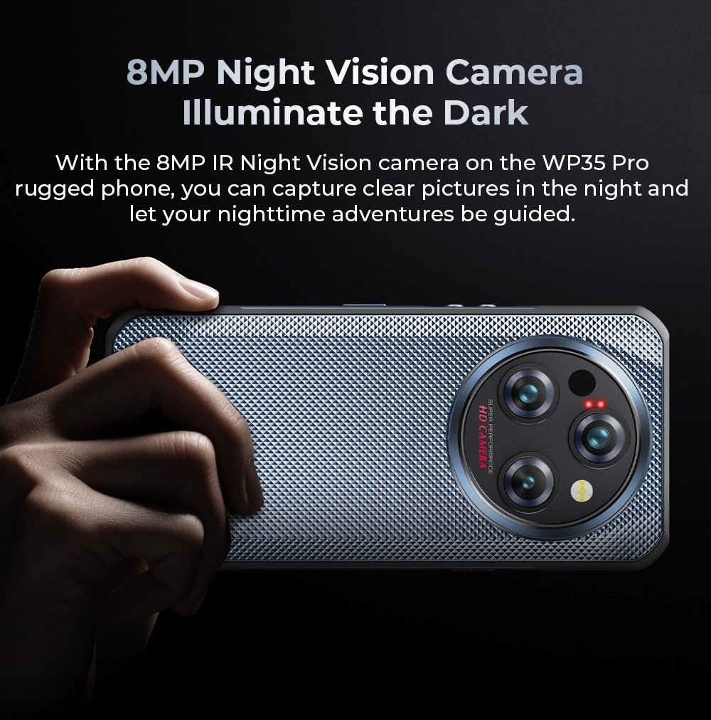 Odolný telefón OUKITEL WP35 Pro, veľká batéria 11000 mAh, 6,6-palcová obrazovka FHD+, Dual Sim, 64MP+32MP fotoaparát, NFC/OTG/BT5.2/GPS, sivá
