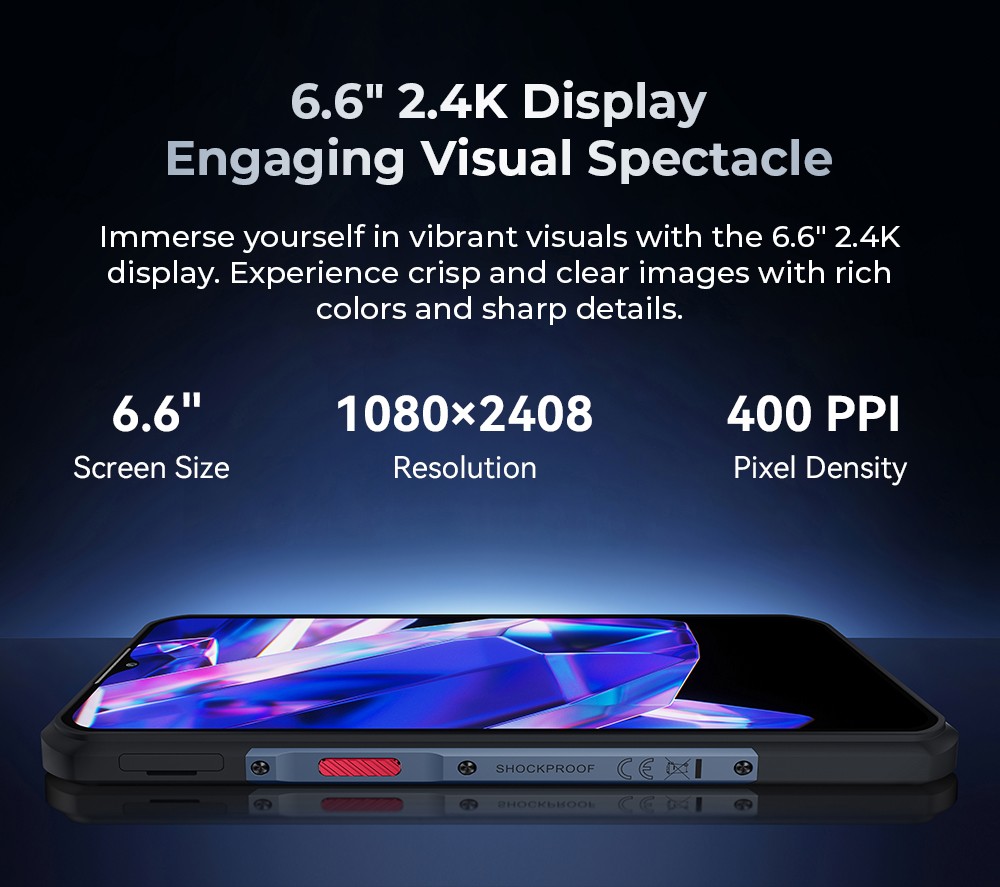 Odolný telefón OUKITEL WP35 Pro, veľká batéria 11000 mAh, 6,6-palcová obrazovka FHD+, Dual Sim, 64MP+32MP fotoaparát, NFC/OTG/BT5.2/GPS, sivá