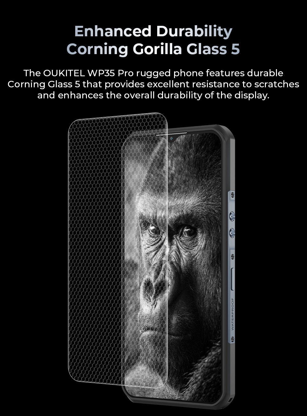 OUKITEL WP35 Pro Odolný telefón, veľká batéria 11000 mAh, 6,6-palcová obrazovka FHD+, Dual Sim, 64MP+32MP fotoaparát, NFC/OTG/BT5.2/GPS, sivá
