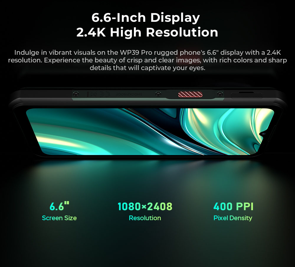 OUKITEL WP39 Pro 5G Rugged Phone, 12+512GB, 11000mAh veľká batéria, 6.6-palcový FHD+, 64MP fotoaparát, Android 14, IP68, NFC/GPS, Dual SIM, zelený