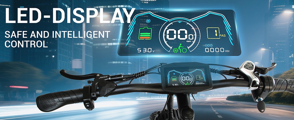 Orlms V3 Electric Bike, 1000W*2 Motor, 52V 25Ah Battery, 26*4.0 palcové pneumatiky, 26*4.0 inch Tires, 60km/h Max Speed, 120km Max Range, Hydraulic Brakes, Suspension Front Fork, 7-speed - Blue