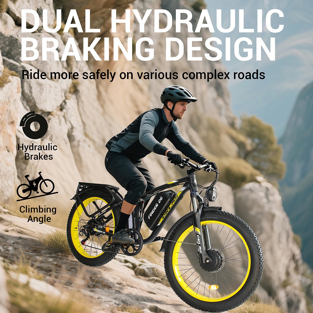 Orlms V3 Electric Bike, 1000W*2 Motor, 52V 25Ah Battery, 26*4.0 inch Tires, 26*4.0 inch Tires, 60km/h Max Speed, 120km Max Range, Hydraulic Brakes, Suspension Front Fork, 7-speed - Blue