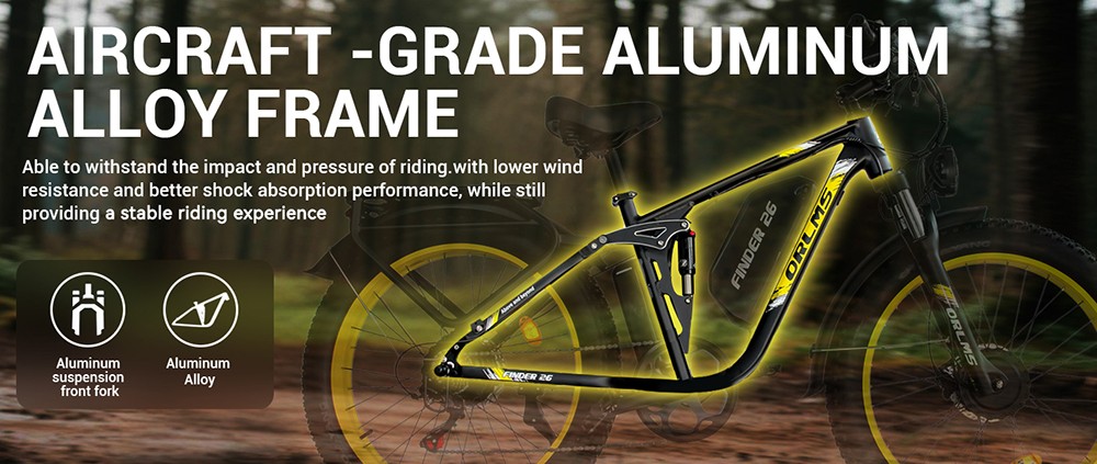 Orlms V3 Electric Bike, 1000W*2 Motor, 52V 25Ah Battery, 26*4.0 inch Tires, 26*4.0 inch Tires, 60km/h Max Speed, 120km Max Range, Hydraulic Brakes, Suspension Front Fork, 7-speed - Blue