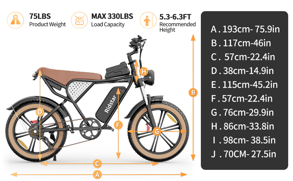 Elektrobicykel Ridstar Q20, 1000W motor, 48V 20Ah batéria, 20*4,0 palcové integrované pneumatiky, max. rýchlosť 50 km/h, max. dojazd 120 km, hydraulické kotúčové brzdy, odpružená vidlica, 7-stupňová prevodovka Shimano