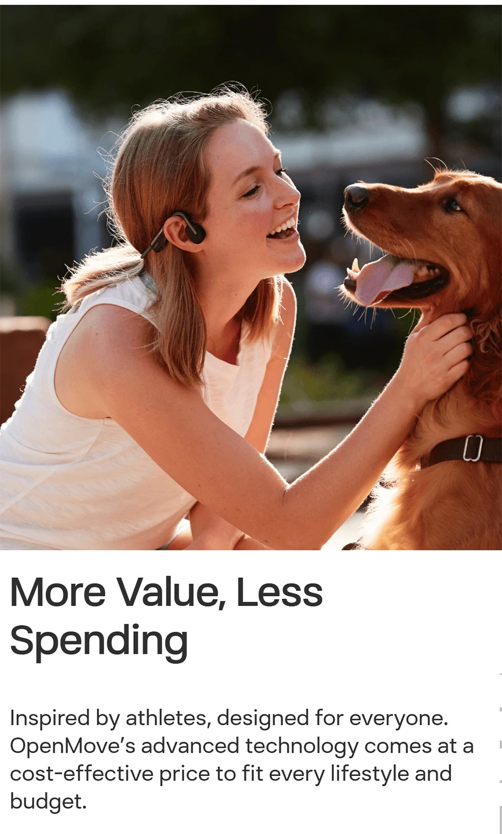 SHOKZ OpenMove Open-ear Earphones, Bone Conduction Bluetooth Sport Headphones, IP55 Water-Resistant - Blue