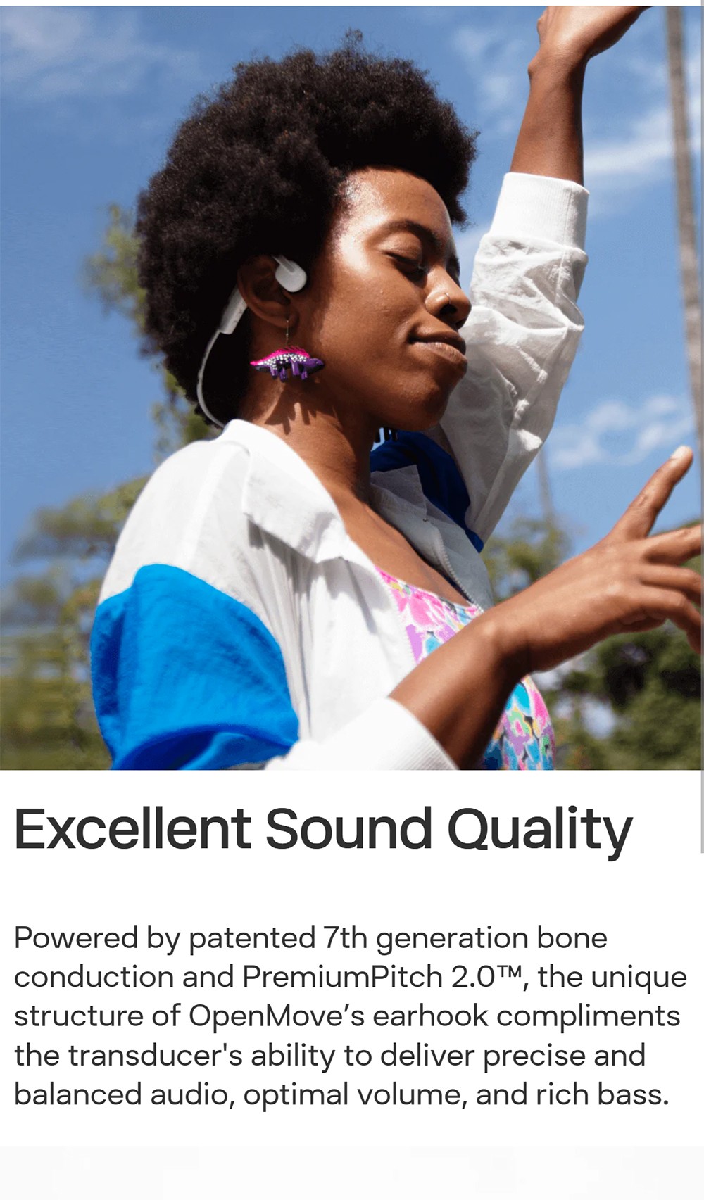 SHOKZ OpenMove Open-ear Earphones, Bone Conduction Bluetooth Sport Headphones, IP55 Water-Resistant - Blue