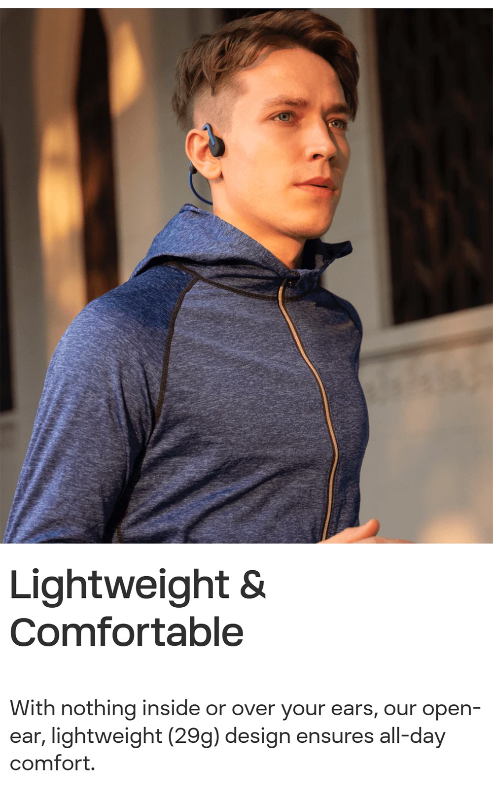 SHOKZ OpenMove Open-ear Earphones, Bone Conduction Bluetooth Sport Headphones, IP55 Water-Resistant - Blue