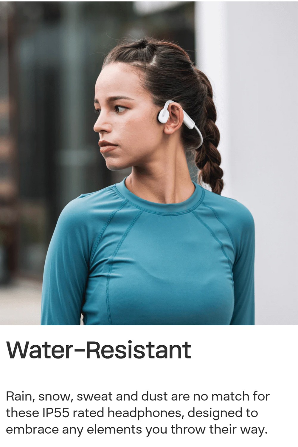 SHOKZ OpenMove Open-ear Earphones, Bone Conduction Bluetooth Sport Headphones, IP55 Water-Resistant - Blue