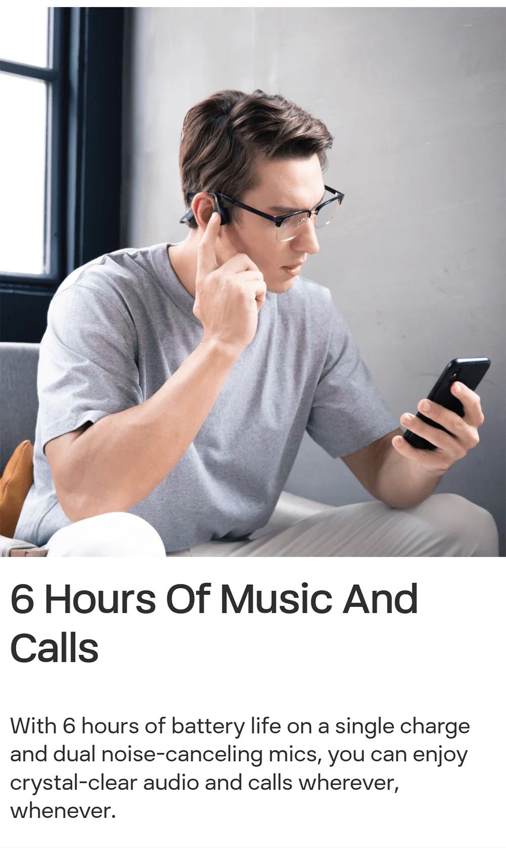 SHOKZ OpenMove Open-ear Earphones, Bone Conduction Bluetooth Sport Headphones, IP55 Water-Resistant - Blue